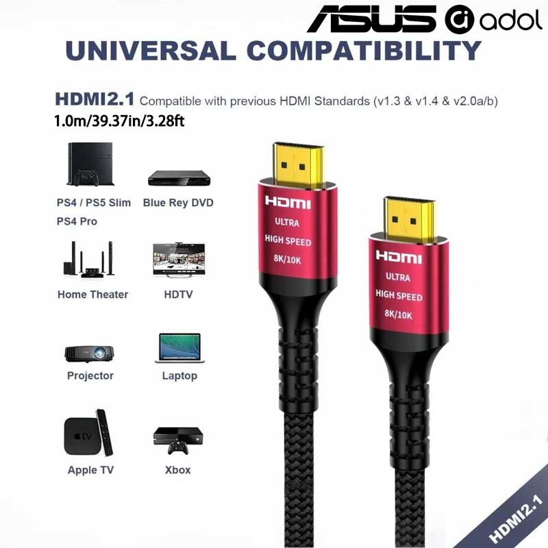ASUS 8K 60Hz Ultra High Speed  - đánh giá và giá Hdmi 2.1 Cable 8K 60Hz 48Gbps Earc