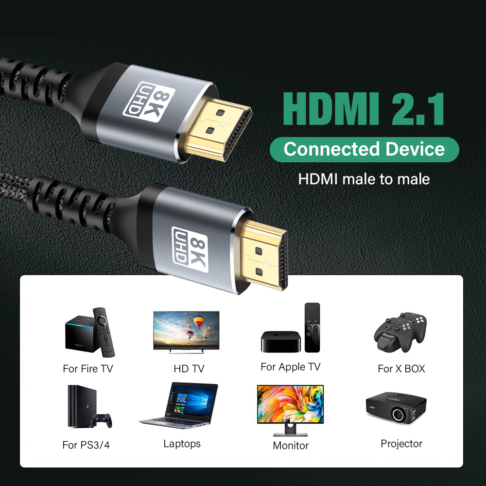 8K HDMI 2.1 Cable 48Gbps 8K@60 - đánh giá và giá Hdmi 2.1 Cable 8K 60Hz 48Gbps Earc