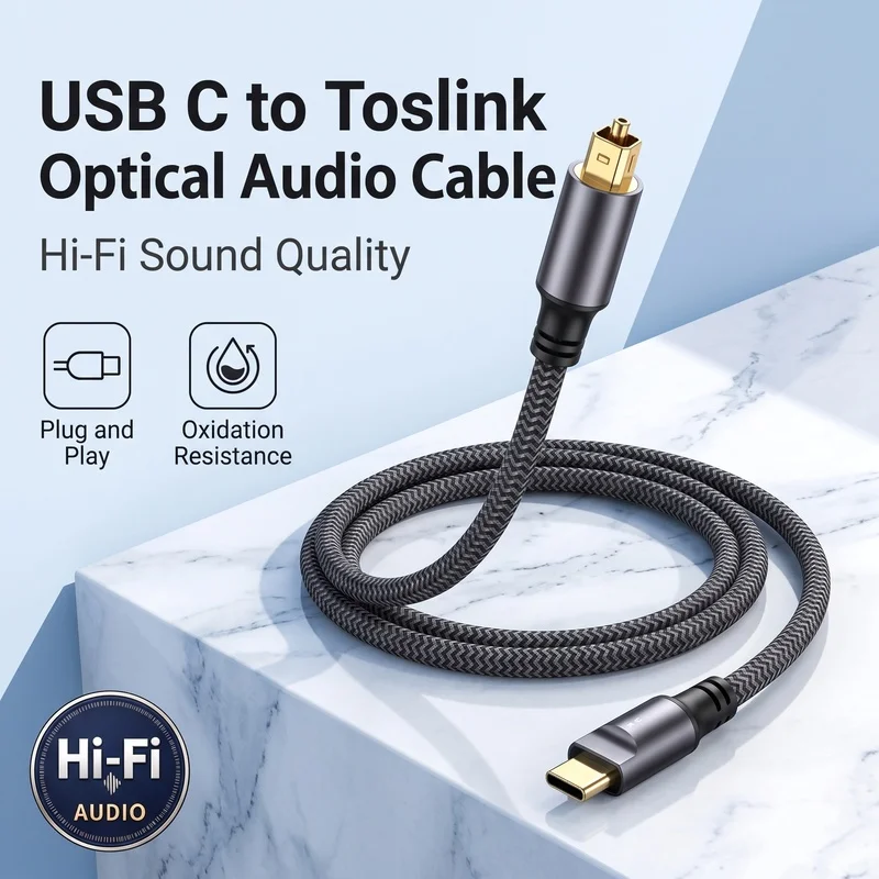 USB C to Optical SPDIF Toslink - đánh giá và giá Optical Audio Cable Toslink Gold Plated