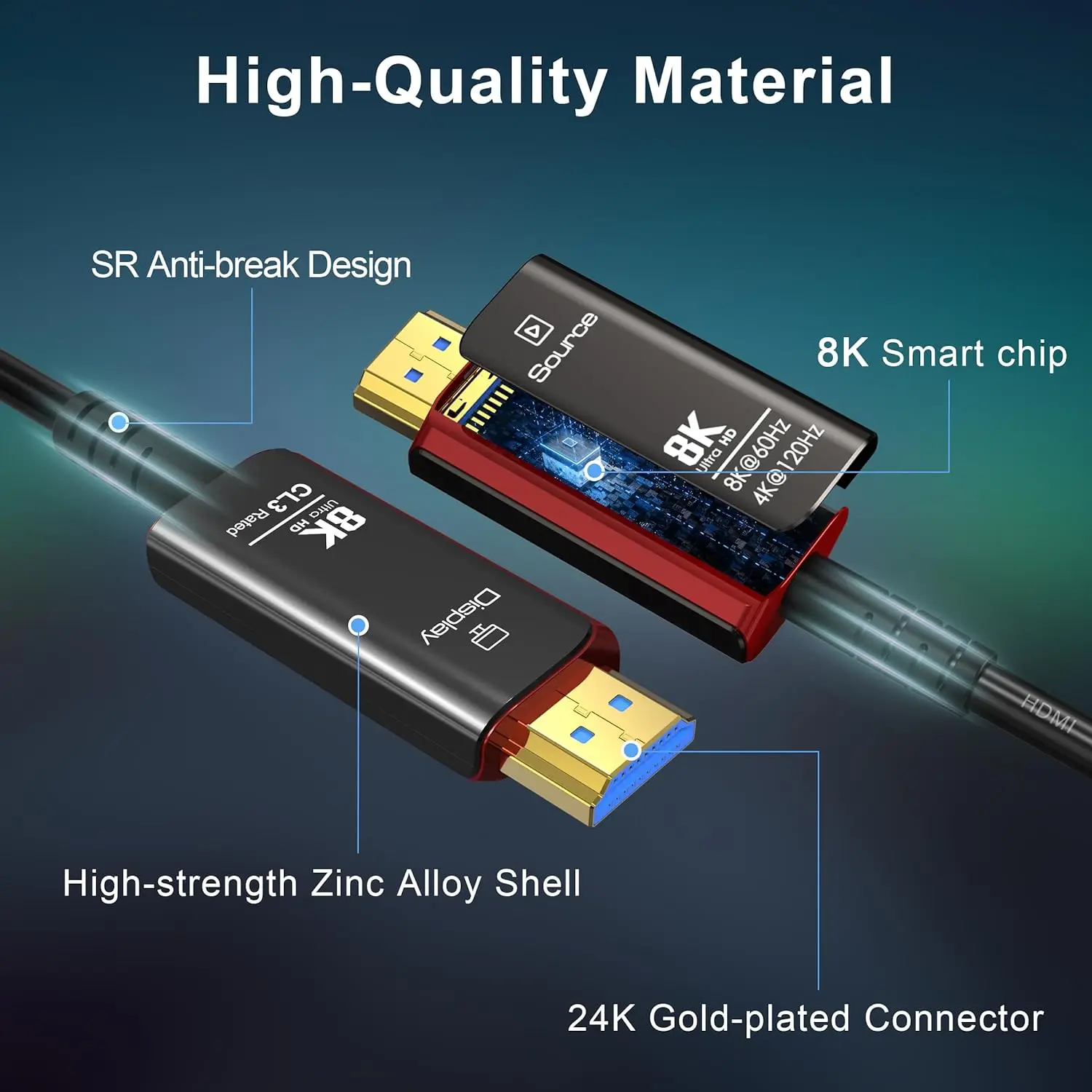 8K@60Hz 4K@120Hz HDMI 2.1 Fibe - đánh giá và giá Hdmi 2.1 Cable 8K 60Hz 48Gbps Earc