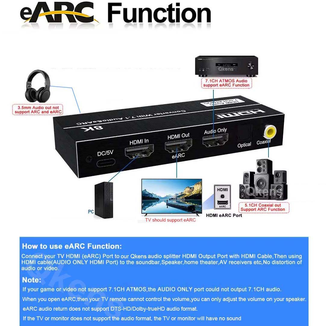 8K HDMI Audio Extractor 4K@120 - đánh giá và giá Dolby Atmos Soundbar Hdmi Earc