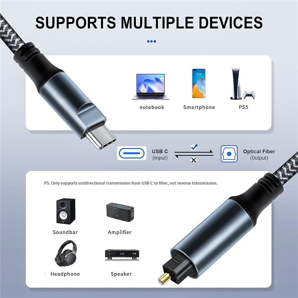 USB Type C to Optical SPDIF To - đánh giá và giá Optical Audio Cable Toslink Gold Plated