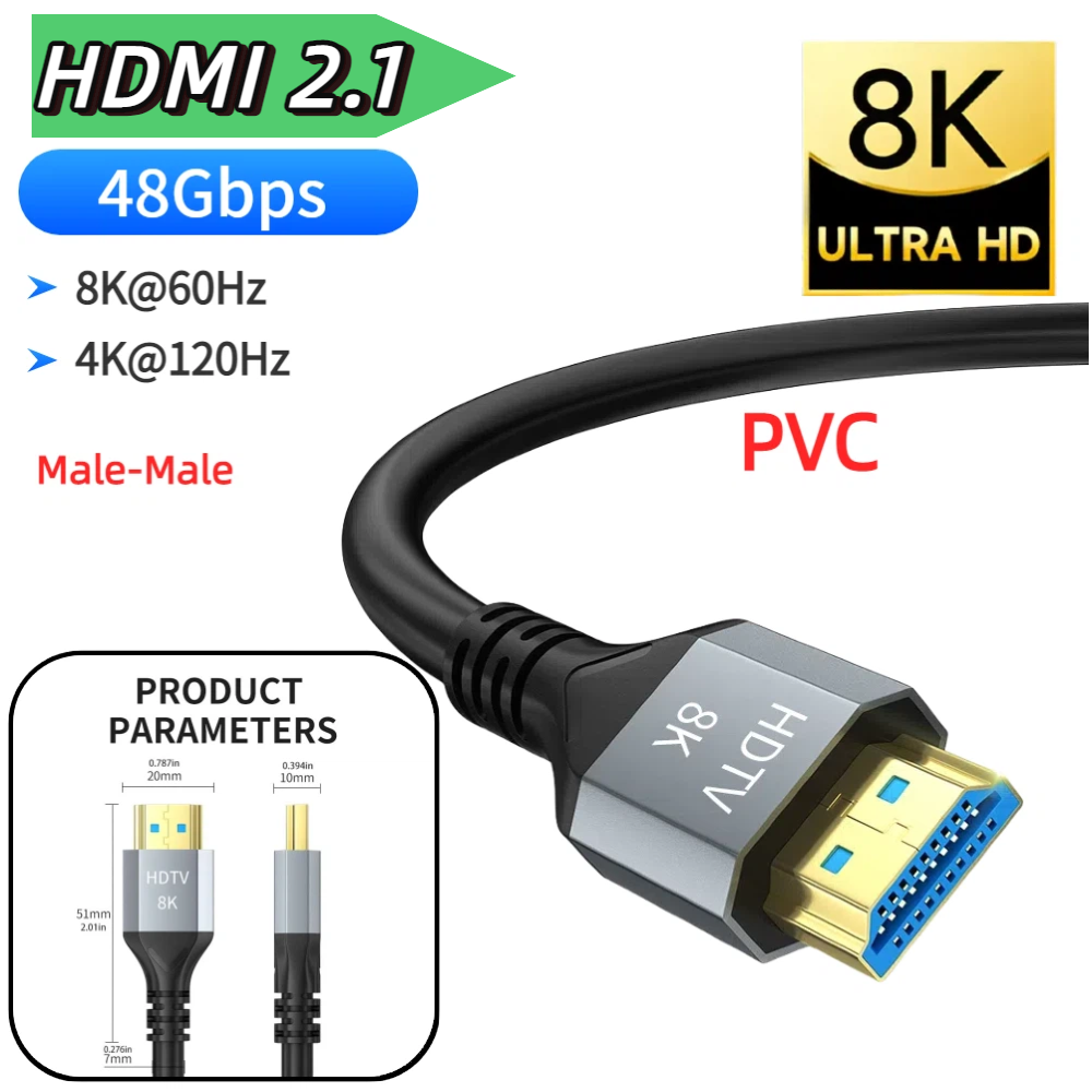 8K HDMI Cable HDMI 2.1 8K@60Hz - đánh giá và giá Hdmi 2.1 Cable 8K 60Hz 48Gbps Earc